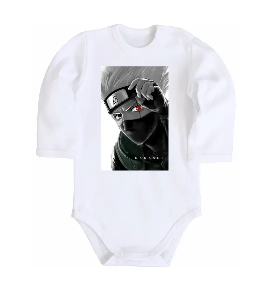 Дитячий бодік Naruto Kakashi чб Білий фото