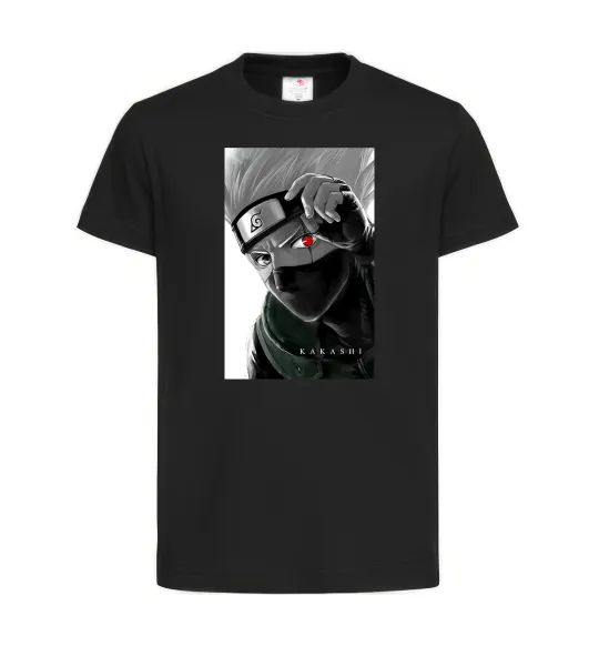 Детская футболка Naruto Kakashi чб Черный фото