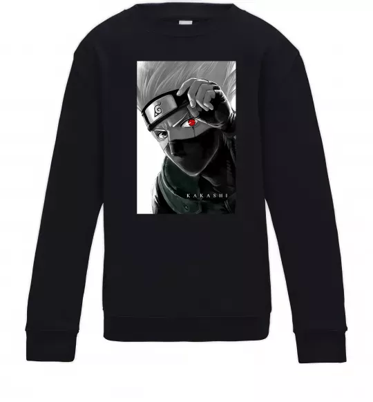 Детский Свитшот Naruto Kakashi чб Черный фото
