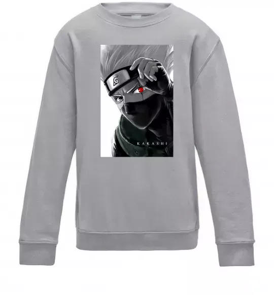 Детский Свитшот Naruto Kakashi чб Серый меланж фото