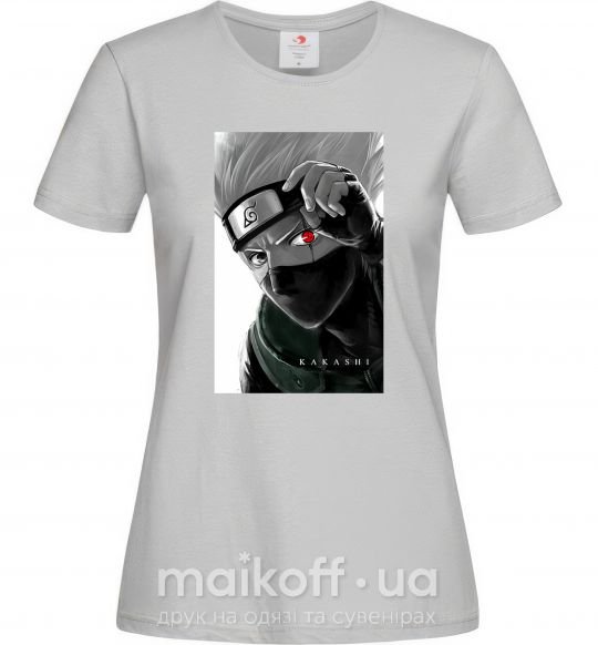 Женская футболка Naruto Kakashi чб Серый фото