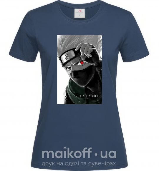 Женская футболка Naruto Kakashi чб Темно-синий фото