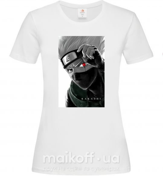 Женская футболка Naruto Kakashi чб Белый фото
