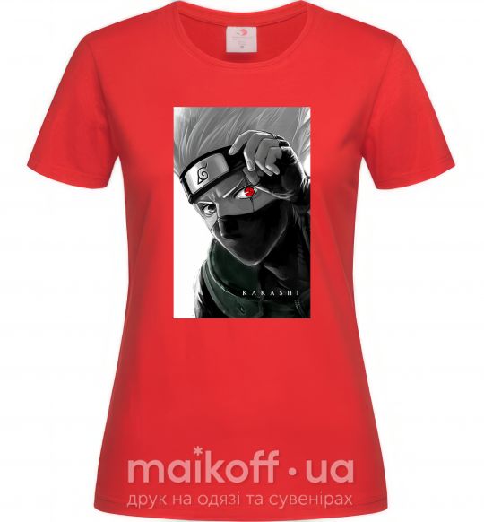 Жіноча футболка Naruto Kakashi чб Червоний фото