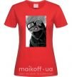 Женская футболка Naruto Kakashi чб Красный фото