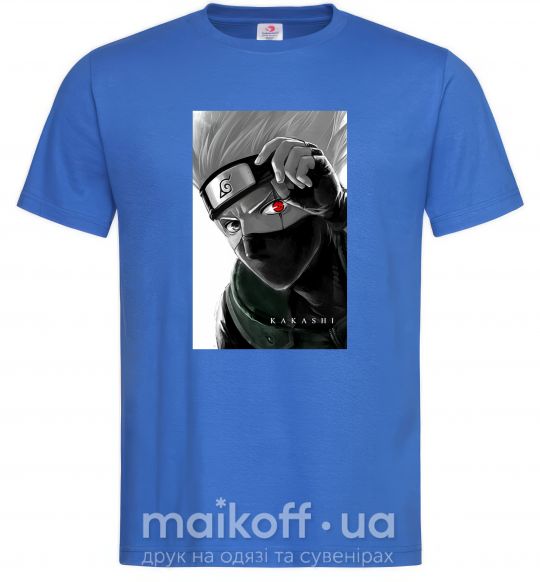 Мужская футболка Naruto Kakashi чб Ярко-синий фото