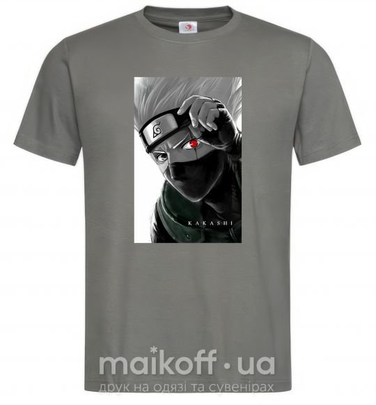 Мужская футболка Naruto Kakashi чб Графит фото