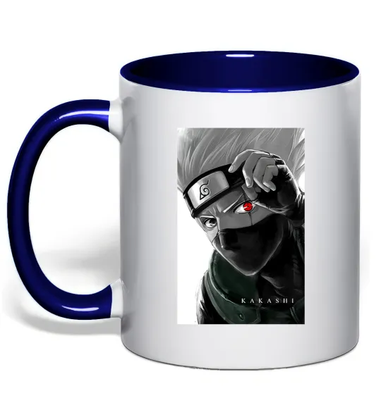 Чашка з кольоровою ручкою Naruto Kakashi чб Глибокий темно-синій фото