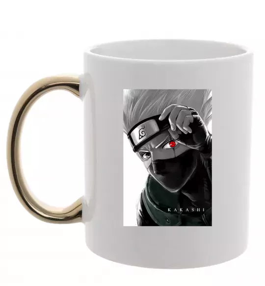 Чашка з кольоровою ручкою Naruto Kakashi чб Золото фото