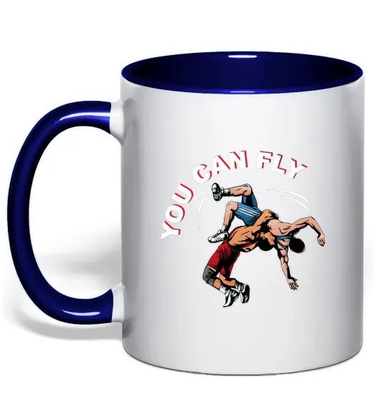 Чашка з кольоровою ручкою You can fly Глибокий темно-синій фото