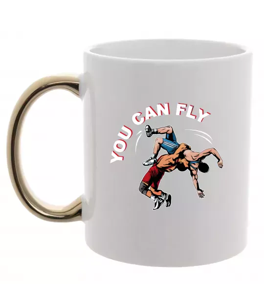 Чашка з кольоровою ручкою You can fly Золото фото