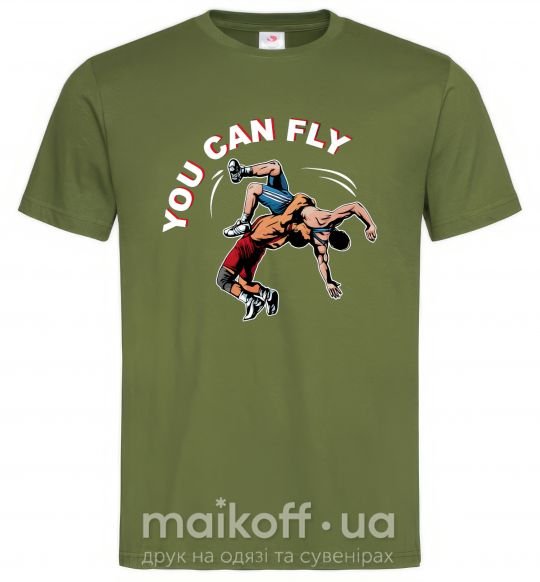 Мужская футболка You can fly Оливковый фото
