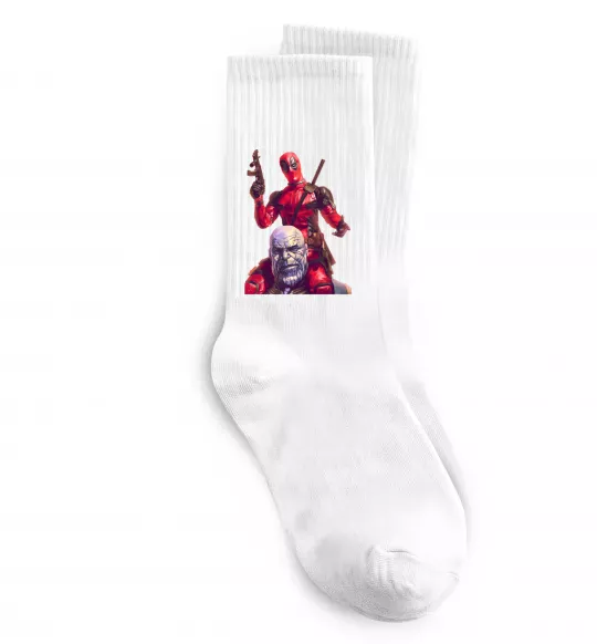 Шкарпетки Дедпул і танос Білий фото