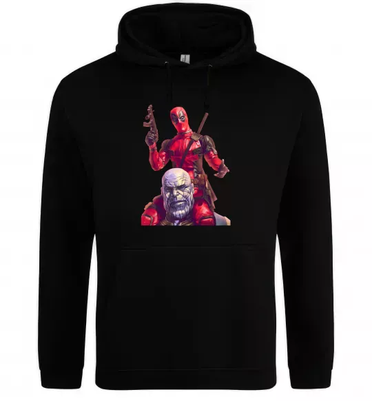Чоловіча толстовка (худі) Дедпул і танос Чорний фото