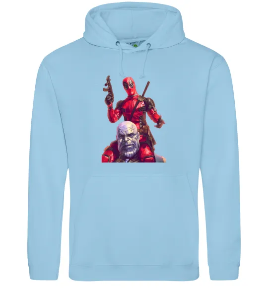 Жіноча толстовка (худі) Дедпул і танос Блакитний фото