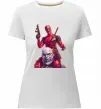 Женская премиум футболка Дедпул і танос Белый фото