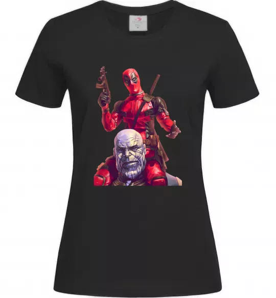 Женская футболка Дедпул і танос Черный фото