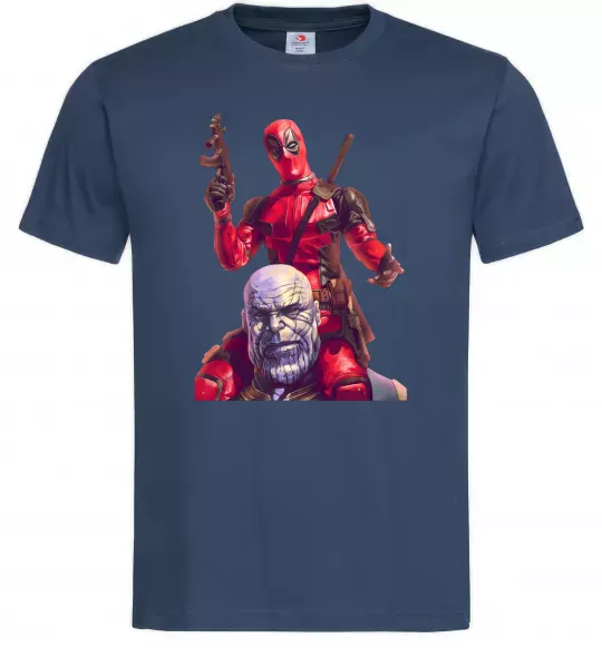Мужская футболка Дедпул і танос Темно-синий фото