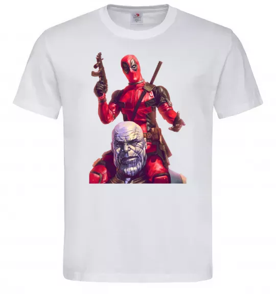 Мужская футболка Дедпул і танос Белый фото