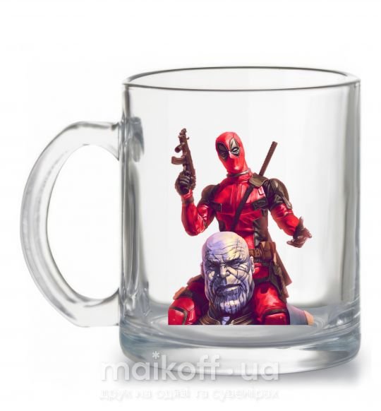 Чашка стеклянная Дедпул и танос Прозрачный фото
