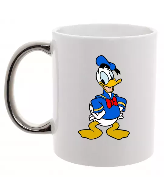 Чашка с цветной ручкой Дональд Дак Серебро фото