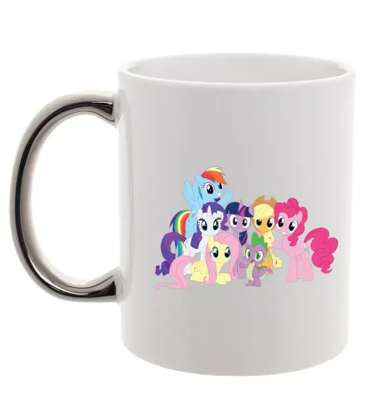 Чашка с цветной ручкой Дружба це чудо Серебро фото