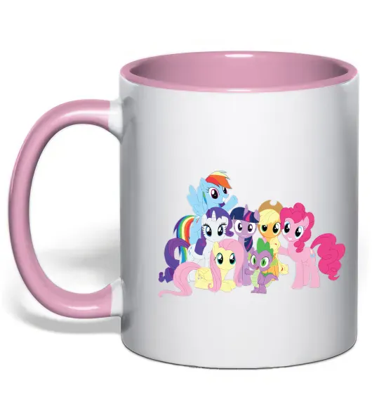 Чашка с цветной ручкой Дружба це чудо Нежно розовый фото