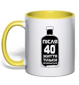 Чашка с цветной ручкой Життя після 40 тільки починається