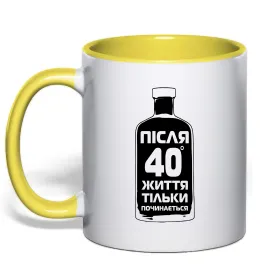 Чашка з кольоровою ручкою Cheers&beers to 40 years Чорний фото Чашка з кольоровою ручкою Cheers&beers to 40 years Чорний фото