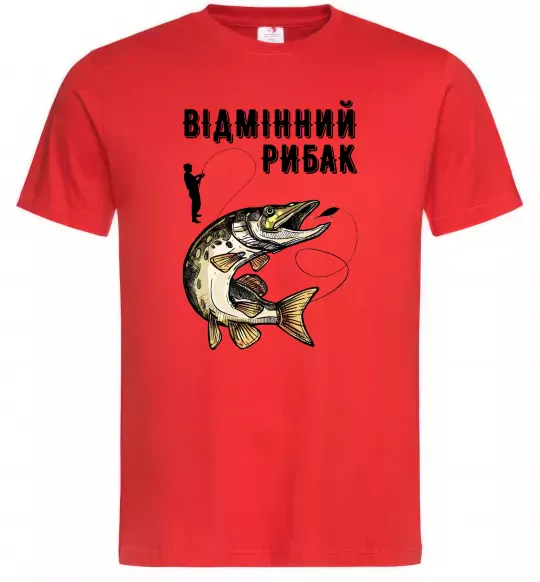 Мужская футболка Відмінний рибак Красный фото