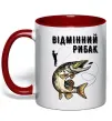 Чашка з кольоровою ручкою Відмінний рибак Червоний Чашка з кольоровою ручкою Відмінний рибак Червоний фото