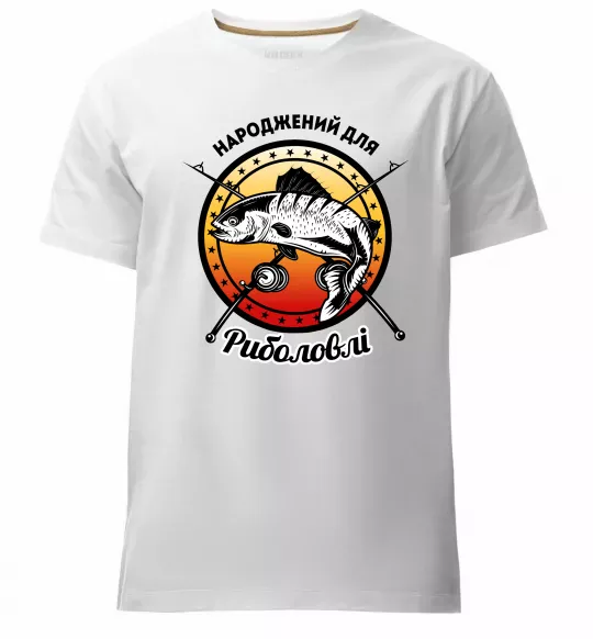 Чоловіча преміум футболка Народжений для риболовлі Білий фото