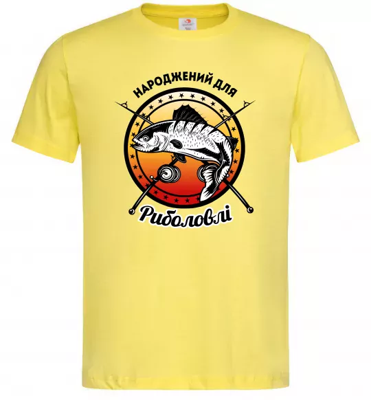 Чоловіча футболка Народжений для риболовлі Лимонний фото