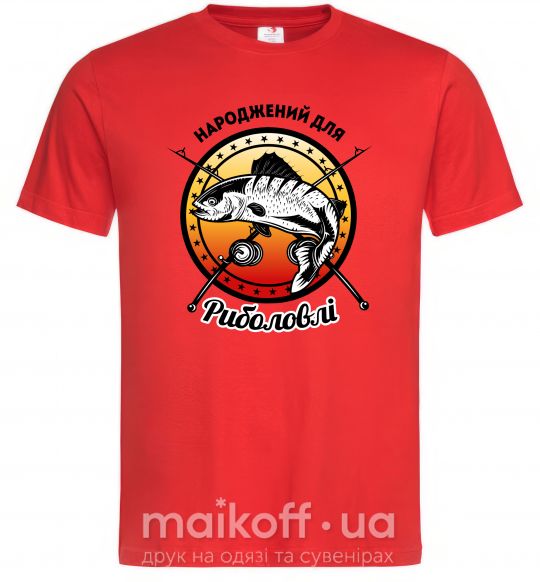 Чоловіча футболка Народжений для риболовлі Червоний фото