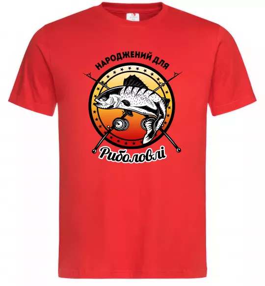 Чоловіча футболка Народжений для риболовлі Червоний фото