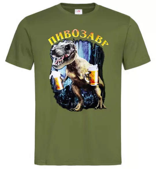 Чоловіча футболка Пивозавр Оливковий фото