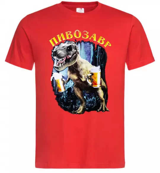 Чоловіча футболка Пивозавр Червоний фото