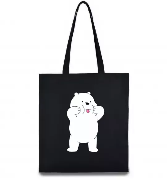 Эко-сумка Обычные медведи Белый показывает язык Черный фото