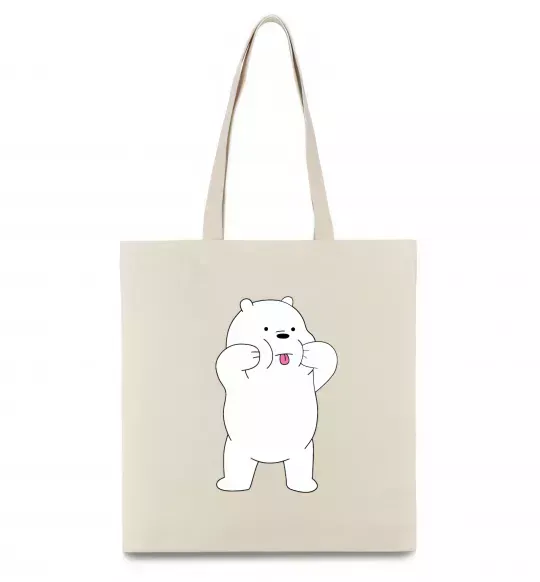 Эко-сумка Обычные медведи Белый показывает язык Бежевый фото