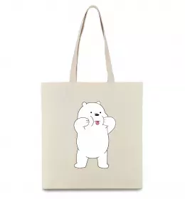 Еко-сумка Обычные медведи Белый показывает язык Бежевий фото