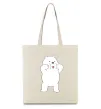 Эко-сумка Обычные медведи Белый показывает язык Бежевый Эко-сумка Обычные медведи Белый показывает язык Бежевый фото