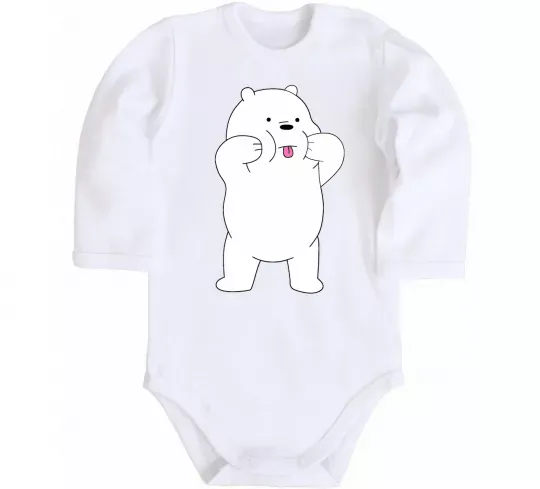 Дитячий бодік Обычные медведи Белый показывает язык Білий фото