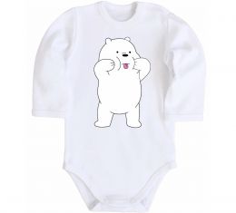 Дитячий бодік Обычные медведи Белый показывает язык