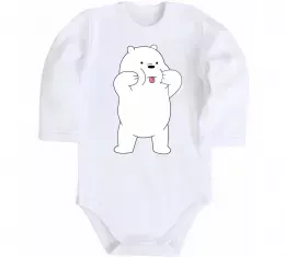 Дитячий бодік Обычные медведи Белый показывает язык Білий фото