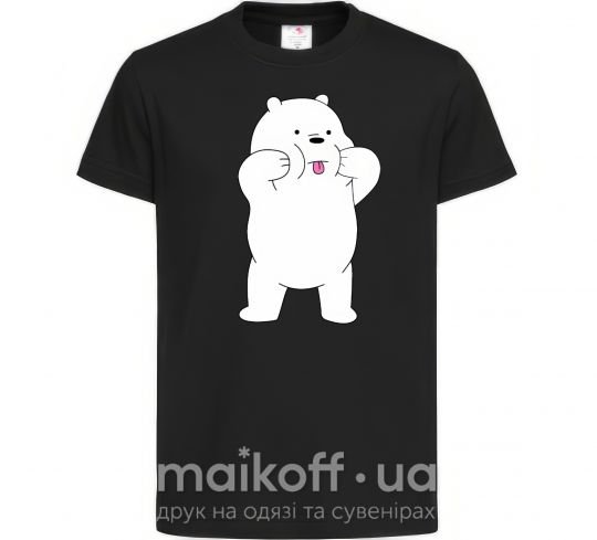 Дитяча футболка Обычные медведи Белый показывает язык Чорний фото
