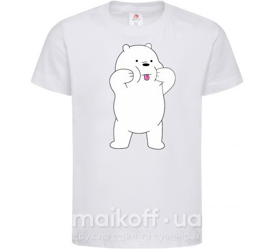 Дитяча футболка Обычные медведи Белый показывает язык Білий фото