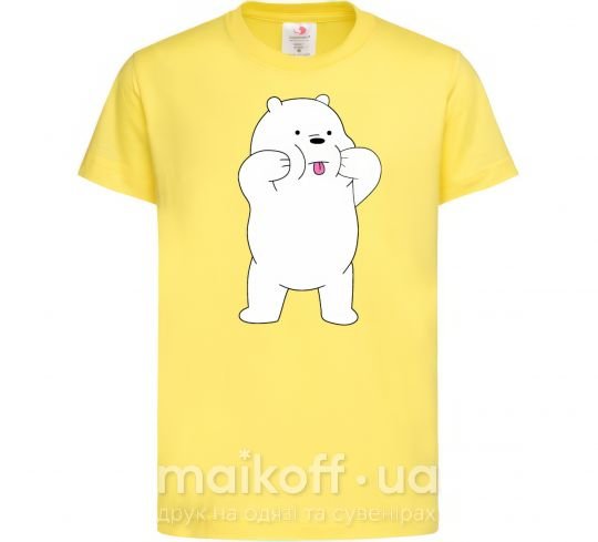 Дитяча футболка Обычные медведи Белый показывает язык Лимонний фото