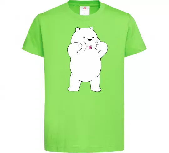 Детская футболка Обычные медведи Белый показывает язык Лаймовый фото