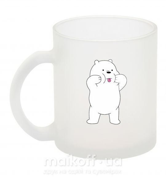 Чашка стеклянная Обычные медведи Белый показывает язык Фроузен фото