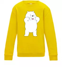 Детский Свитшот Обычные медведи Белый показывает язык Солнечно желтый фото